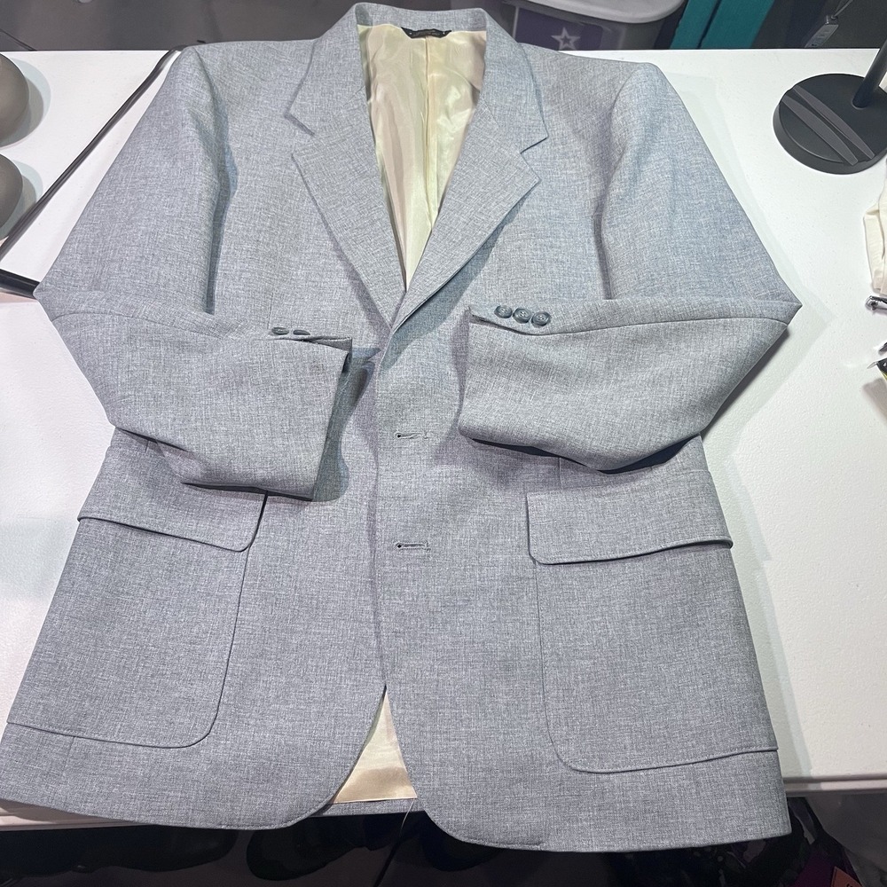 VTG Levi's Men's Action Suit Sport Coat Blazer 42R Light Blue Grey 2 Button